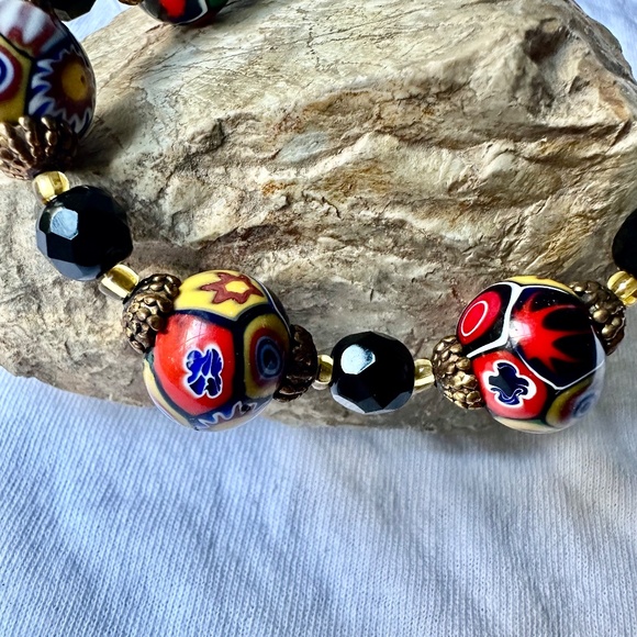 Vintage Murano Glass Millefiori Bead Bracelet - Picture 4 of 7
